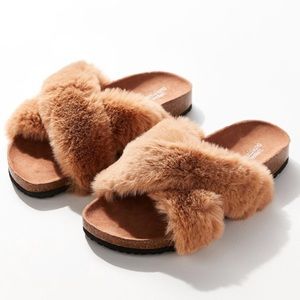 Urban Outfitters Crosses Faux Fur Slide